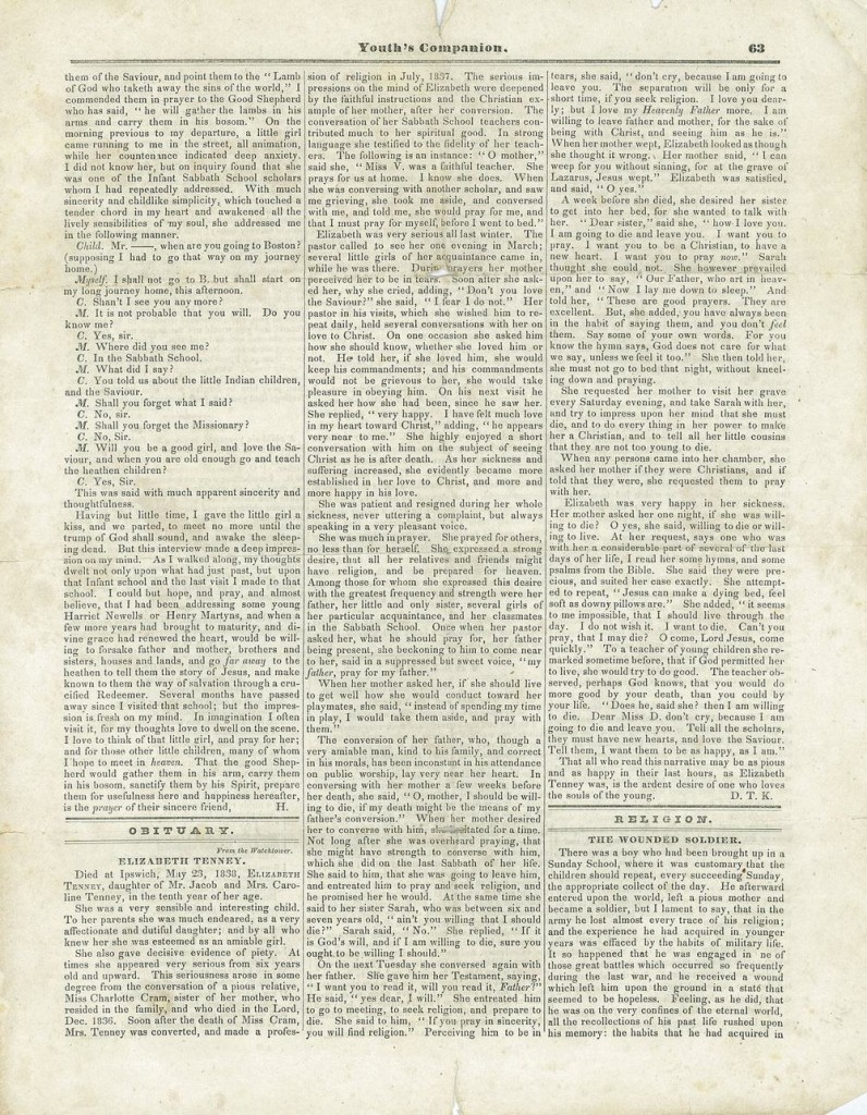 The Youth's Companion - August 31st, 1838 - Vol. 12 - No. 16