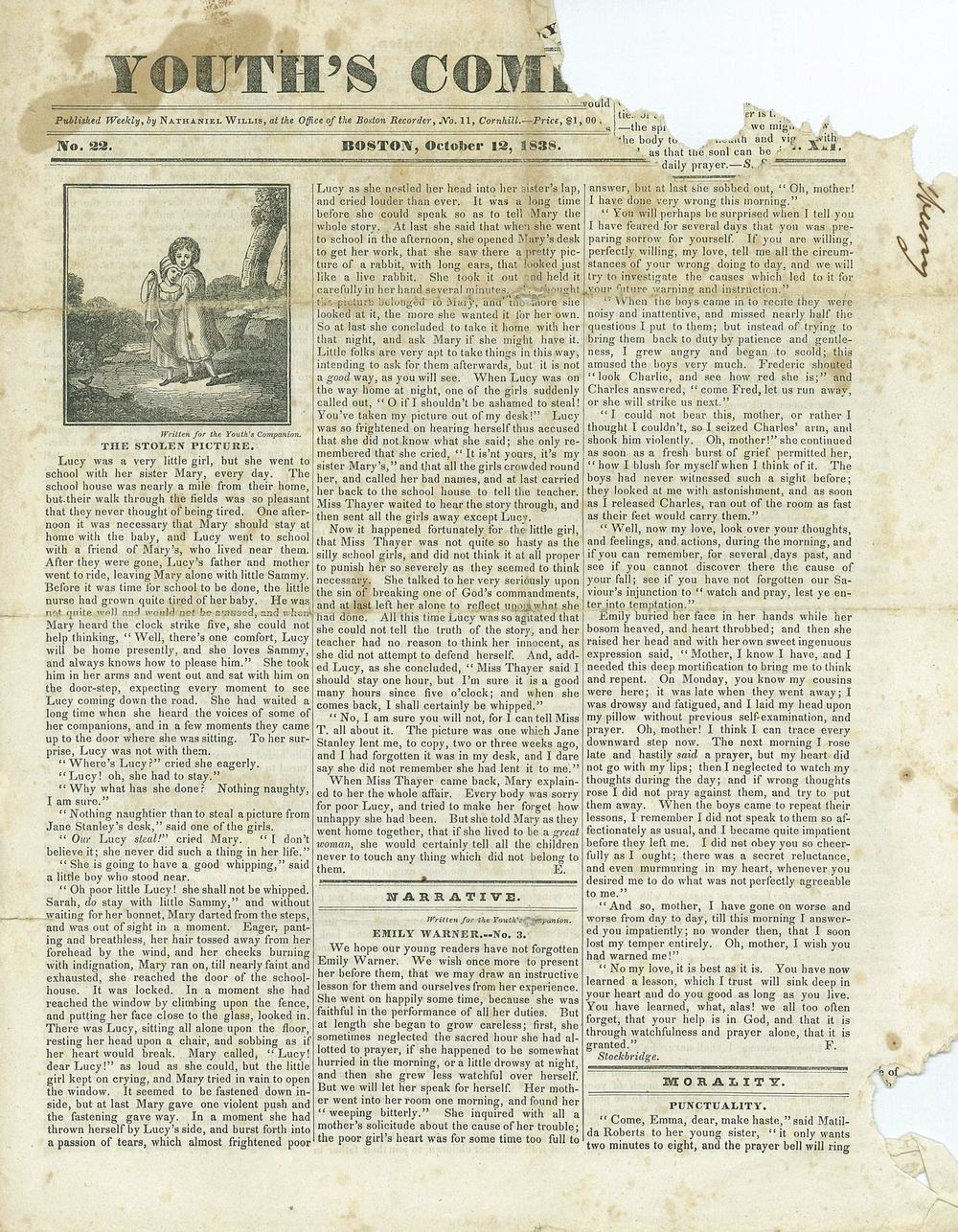 The Youth's Companion - October 12th, 1838 - Vol. 12 - No. 22
